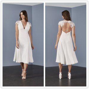 Amsale Crepe V-neck Wedding Dress LW142